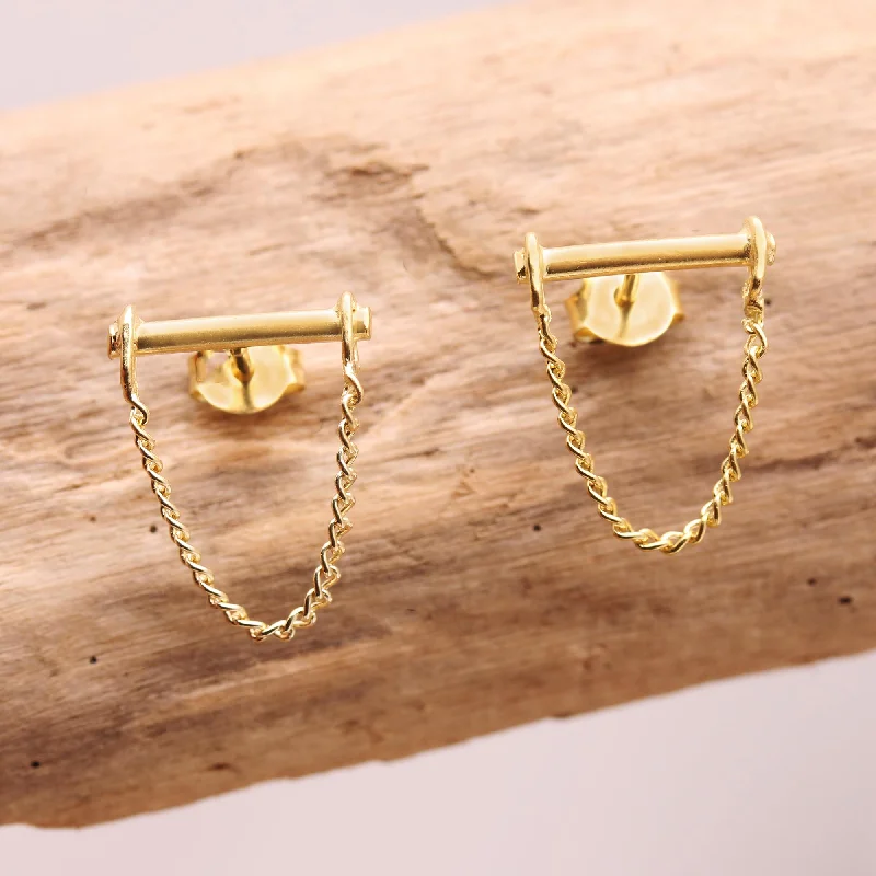 - Pet monitor with cameraChain Letter Gold-Plated Sterling Silver Stud Earrings