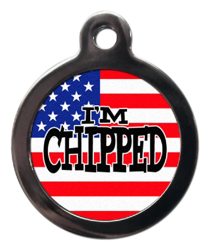 - Pet tear stain cleaning wipesI'm Chipped Stars And Stripes USA Flag Dog Tag