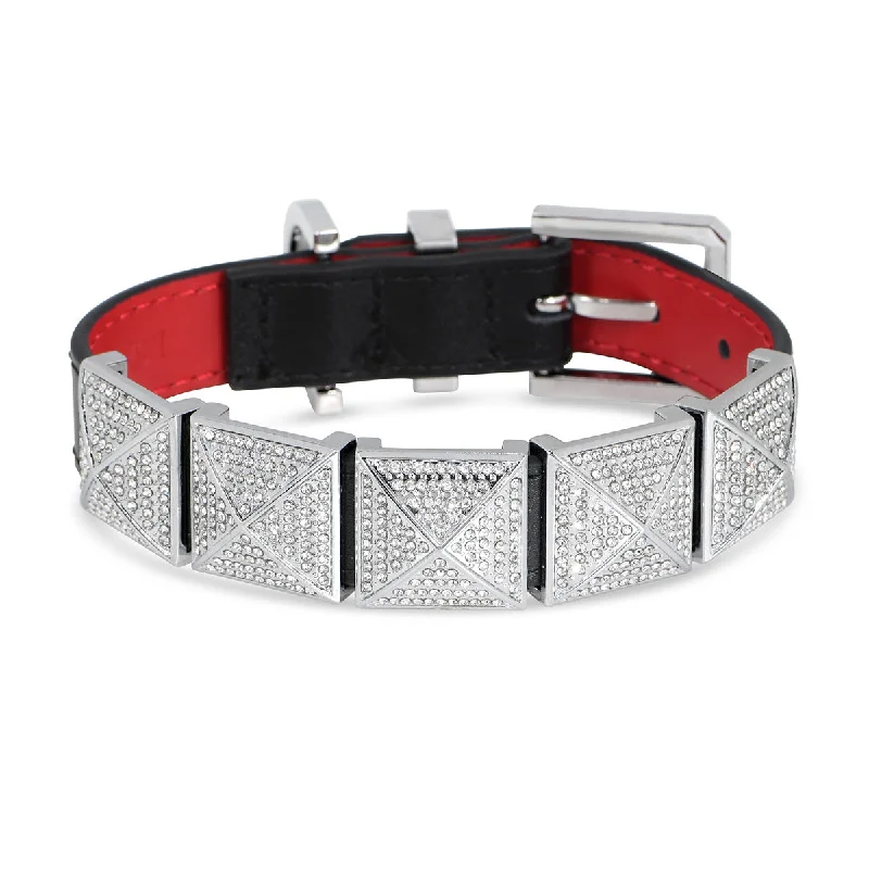  . **Dog chest harness is anti-breakaway**The Chrome Crystalline Confession Dog Collar