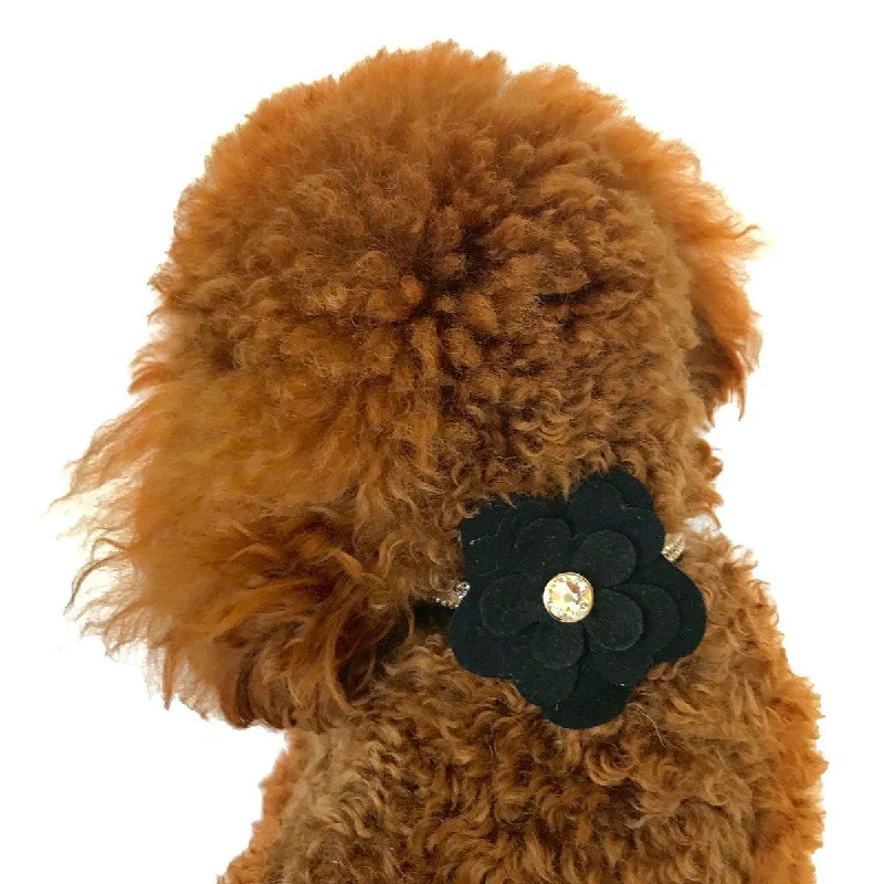 Pet cotton clothesGarden Flower Dog Collar Slider Black