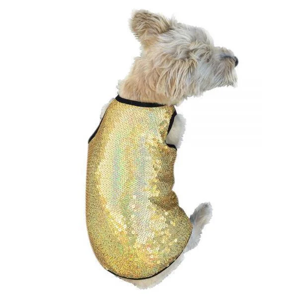 Cat clothesGold Stardust Dog Tank