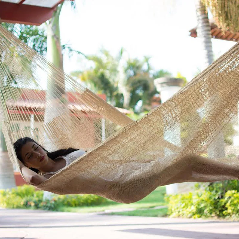 ---Sansevieria Hand Woven Natural Fiber Beige Hammock (Double)