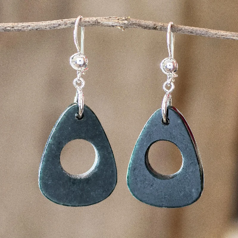 - ​​Pet toys under    yuanStrum in Dark Green Natural Green Jade Dangle Earrings