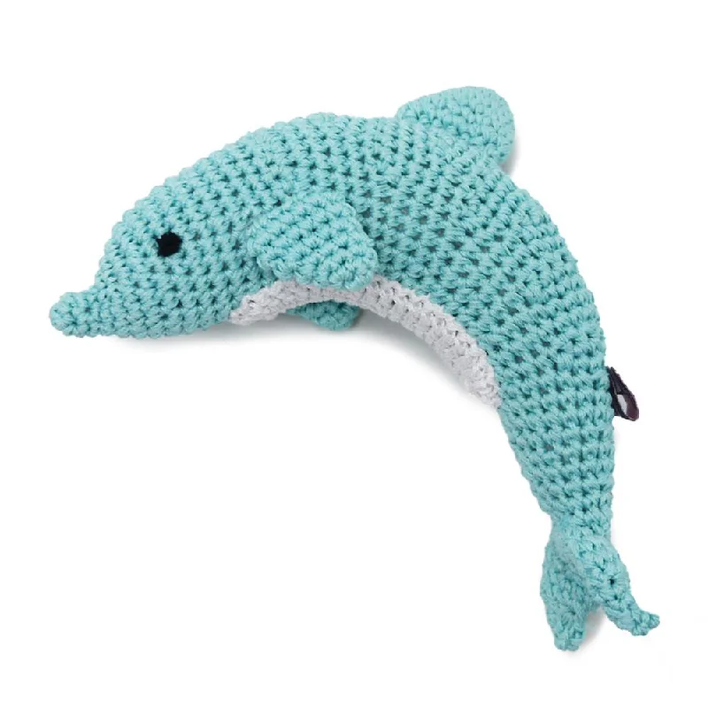 - Natural rubber pet toysPawer Squeaky Dolphin Dog Toy