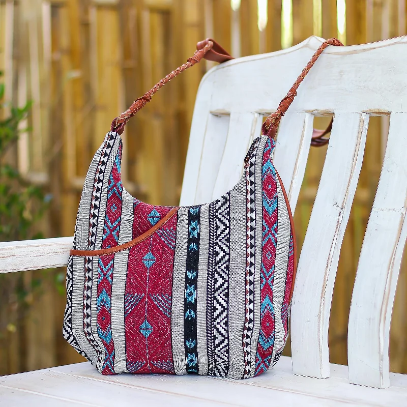 -Splash-proof food bowl AND Anti-choking slow food bowlFabled Land in Red Cotton Blend Sling Bag with Geometric Motif -Splash-proof food bowl AND Anti-choking slow food bowlFabled Land in Red Cotton Blend Sling Bag with Geometric Motif
