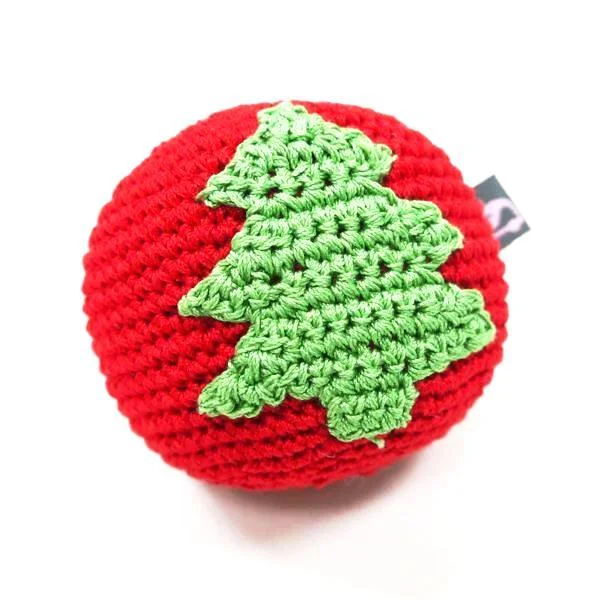 - Natural rubber pet toysPawer Squeaky Christmas Tree Ball Dog Toy
