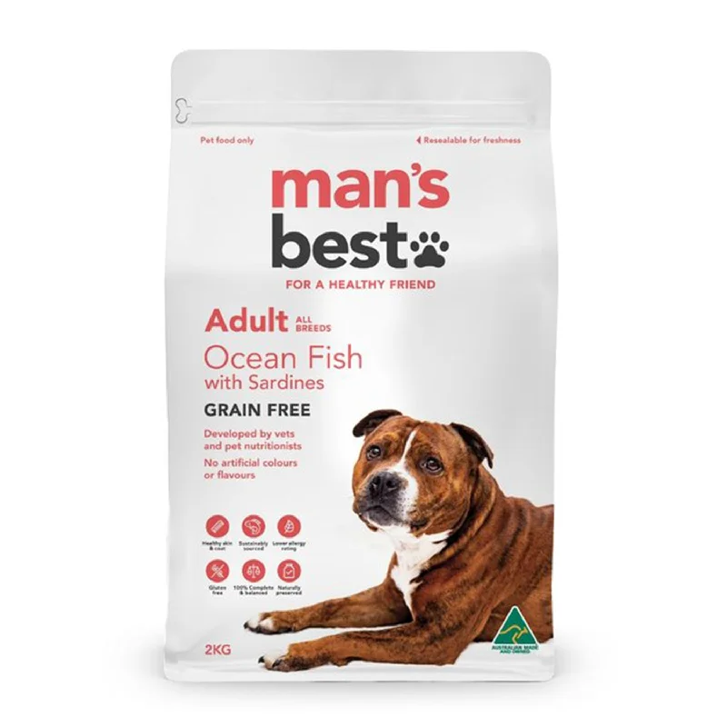 - Food for picky dogsMan's Best Grain Free Ocean Fish with Sardines Adult Dry Dog Food