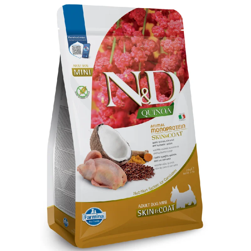- Teething and chewing toys for puppiesFarmina N&D Quinoa Quail Coconut & Turmeric Skin & Coat Adult Mini Dog Dry Food
