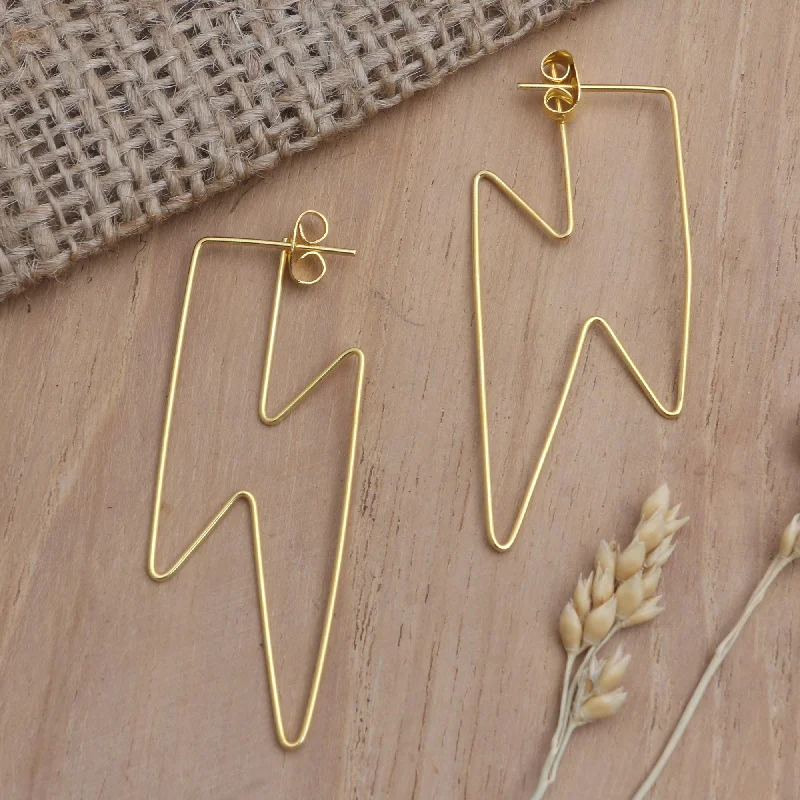 Pet ProductsGolden Bolt Gold-Plated Lightening Bolt Drop Earrings