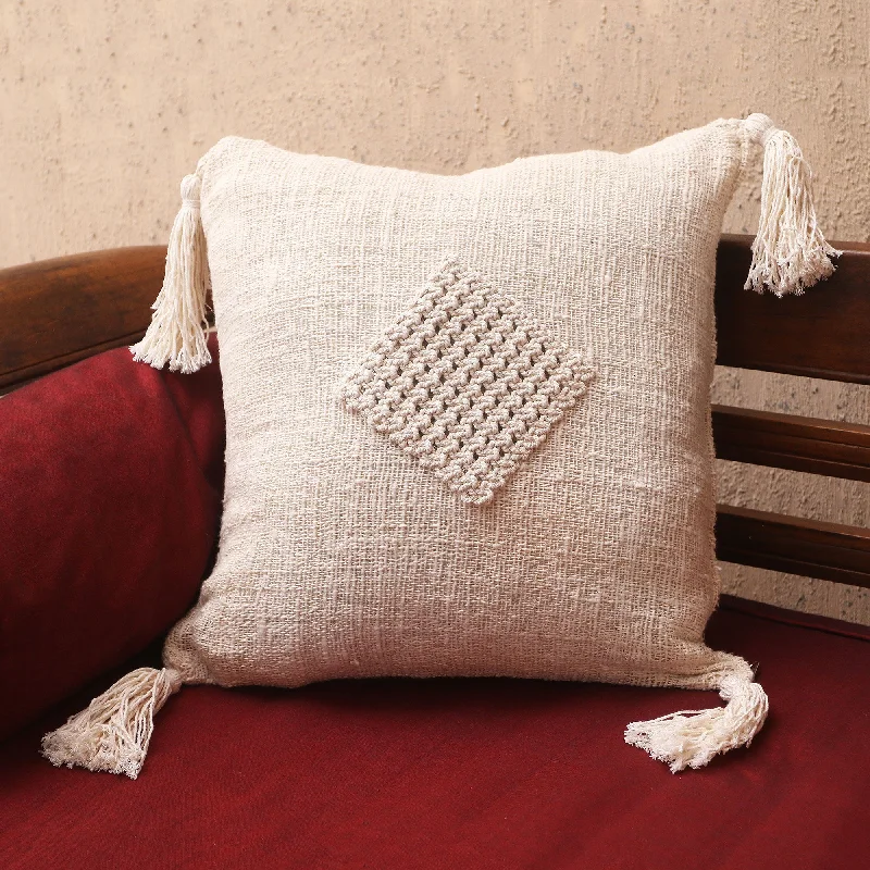 - Foldable and portable cat bagGathered Attention Cotton Macrame Zippered Cushion Cover