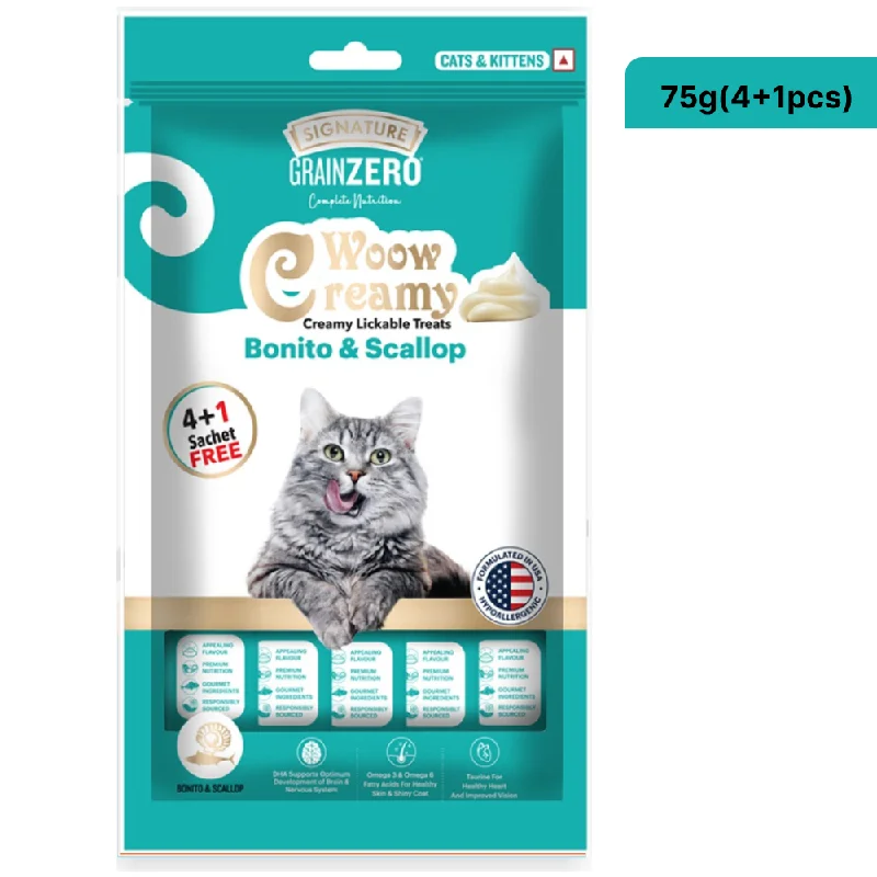 ---Signature Grain Zero Bonito and Scallop Lickable Creamy Treats for Cats
