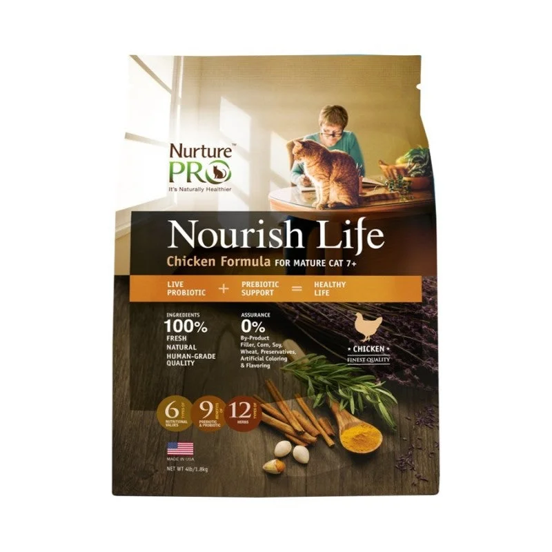   - Grain-free cat food recommendations  Nurture Pro Nourish Life Chicken Formula For Mature Cat 7+ Dry Cat Food
