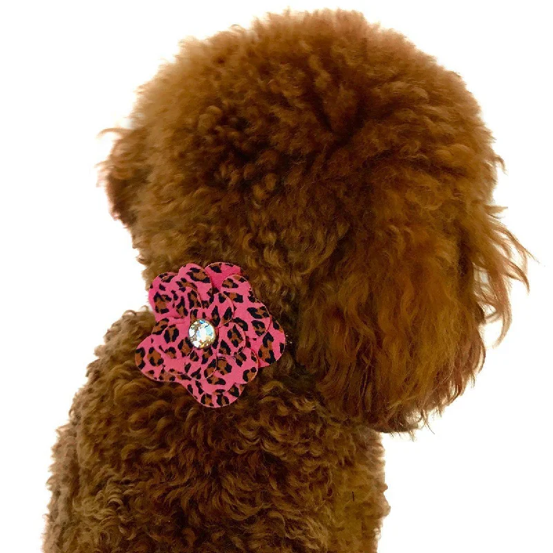 Pet sun protection clothesGarden Flower Dog Collar Slider Pink Cheetah