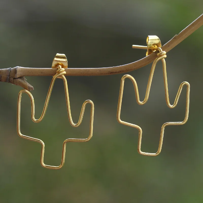 - Rabbit grass rack to prevent waste food boxCactus Party Gold-Plated Cactus Drop Earrings from Bali