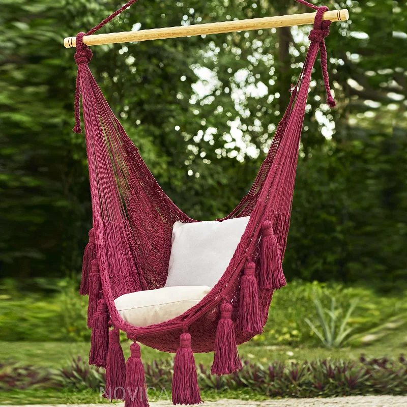 - Cat stress soothing sprayOcean Seat in Bordeaux Tasseled Cotton Rope Mayan Hammock Swing in Wine from Mexico - Cat stress soothing sprayOcean Seat in Bordeaux Tasseled Cotton Rope Mayan Hammock Swing in Wine from Mexico