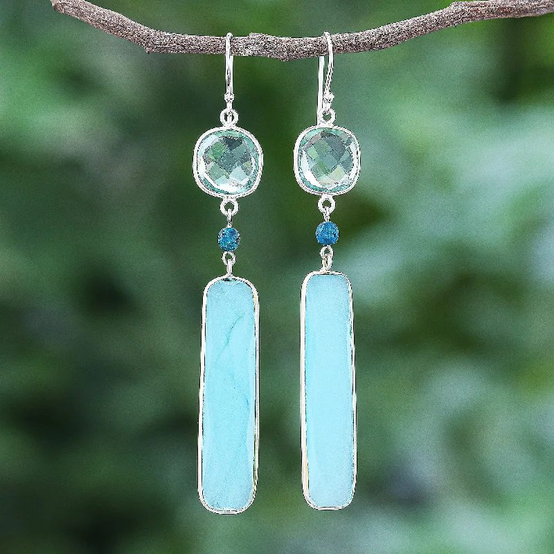 - Air box TSA certified check-inIce Queen Rhodium-Plated Chalcedony and Chrysocolla Dangle Earrings - Air box TSA certified check-inIce Queen Rhodium-Plated Chalcedony and Chrysocolla Dangle Earrings