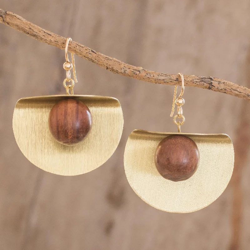 - Natural latex pet mattressWinking Moon in Brass Brass and Wood Bead Dangle Earrings with 18K Gold Hooks - Natural latex pet mattressWinking Moon in Brass Brass and Wood Bead Dangle Earrings with 18K Gold Hooks