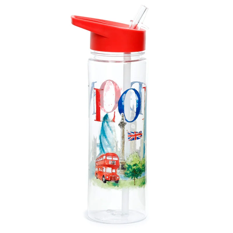 ---Reusable London Tour 550ml Water Bottle with Flip Straw