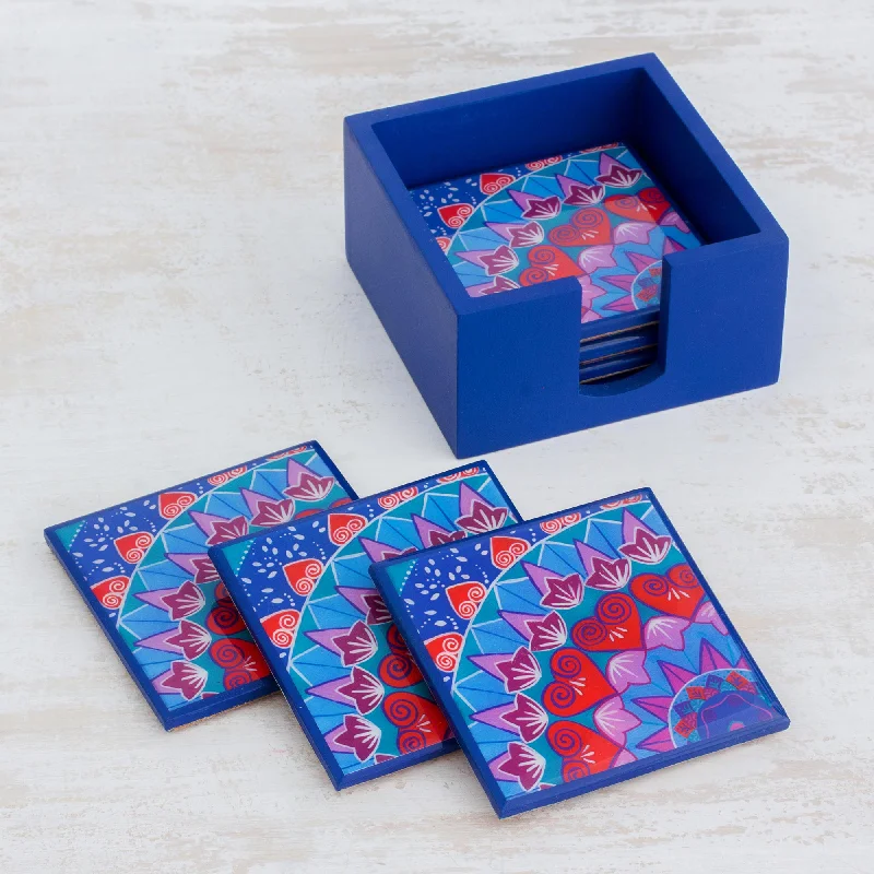 - Winter dog thick down jacketBlue Delight Six Handcrafted Wood Coasters in Blue from Costa Rica