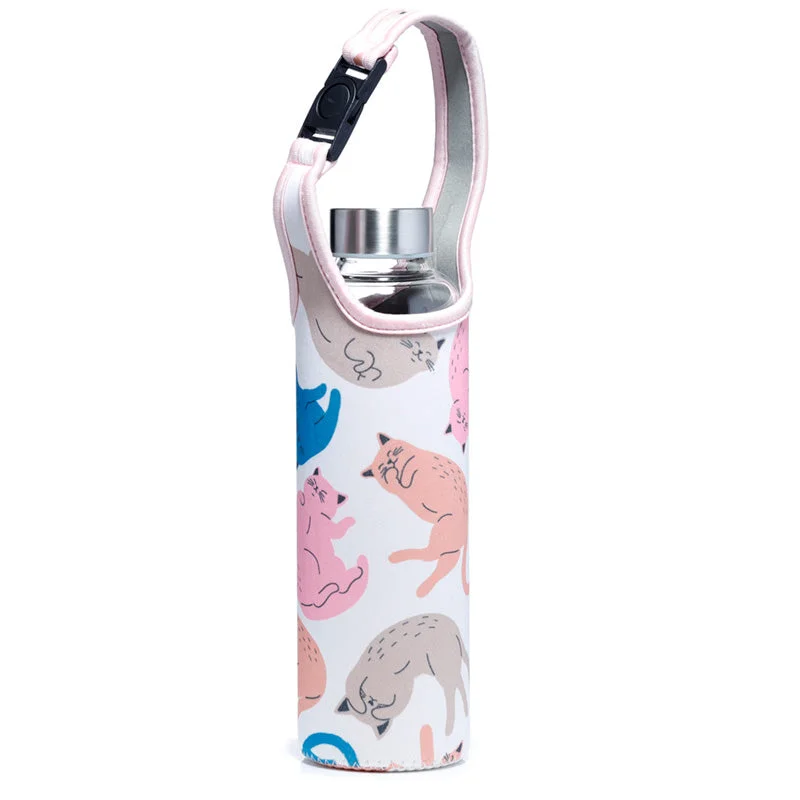 - Climbing pet constant temperature heating padReusable 500ml Glass Water Bottle with Protective Neoprene Sleeve - Cat's Life - Climbing pet constant temperature heating padReusable 500ml Glass Water Bottle with Protective Neoprene Sleeve - Cat's Life