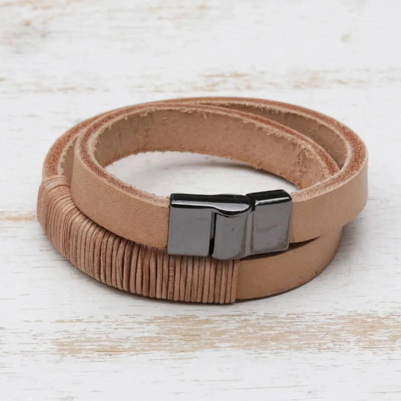 -Anti-scratch sofa protective coverCarioca Chic Wrap Bracelet in Buff-Colored Leather -Anti-scratch sofa protective coverCarioca Chic Wrap Bracelet in Buff-Colored Leather