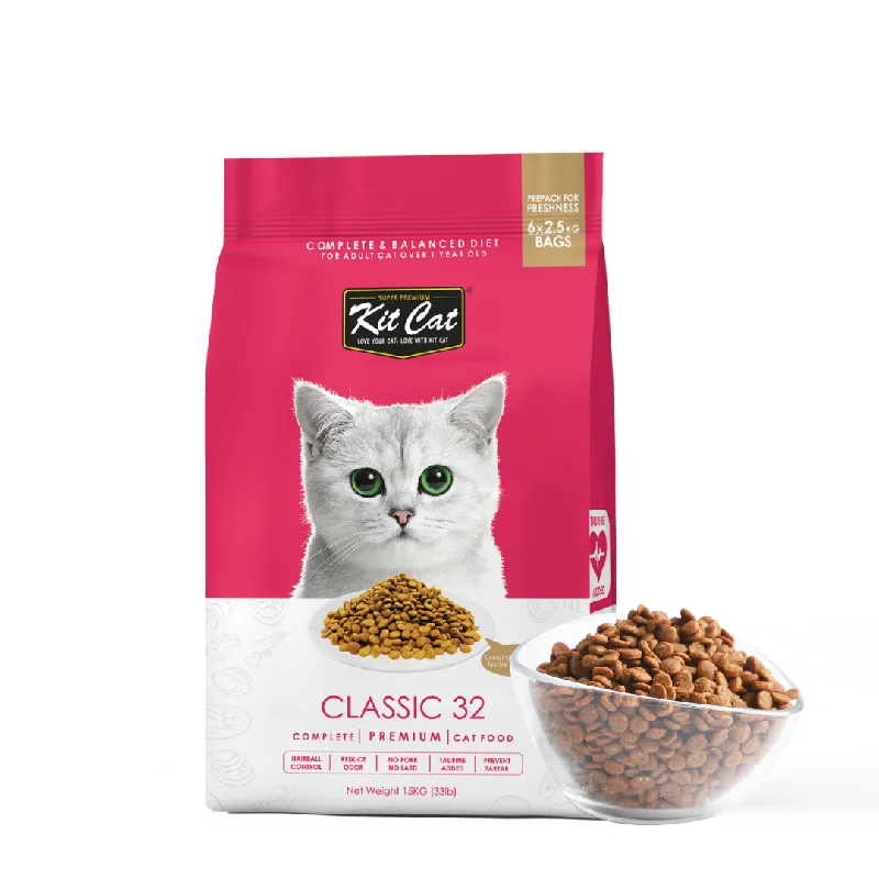    - Cat food for coat health  Kit Cat Premium Dry Cat Food  - Classic 32 (15kg)