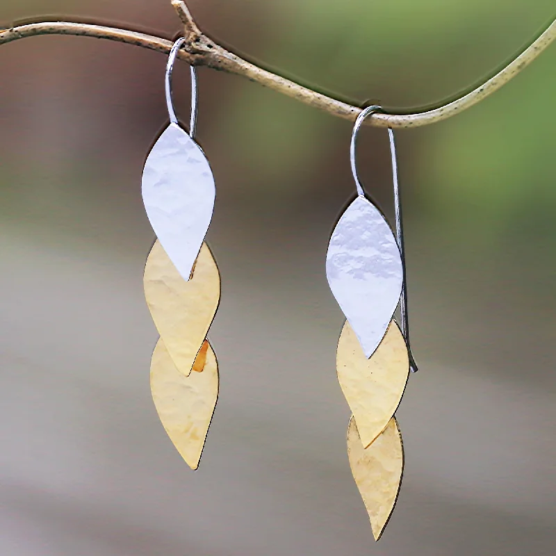 -Non-contact cat thermometerFall Gold Modern Gold Accent Sterling Silver Dangle Earrings from Bali -Non-contact cat thermometerFall Gold Modern Gold Accent Sterling Silver Dangle Earrings from Bali