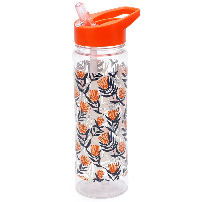 ---Reusable Pick of the Bunch Protea 550ml Water Bottle with Flip Straw