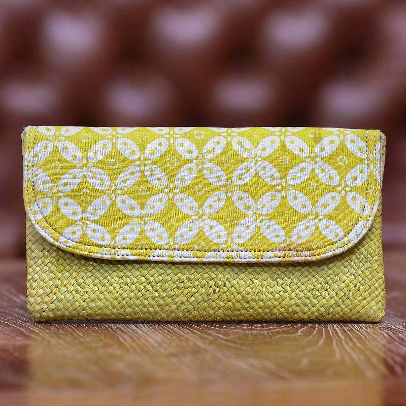 - Custom pet birthday cakeTruntum Dreams Hand Woven Lontar Leaf and Cotton Yellow Clutch Bag